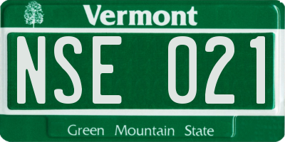 VT license plate NSE021