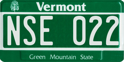 VT license plate NSE022