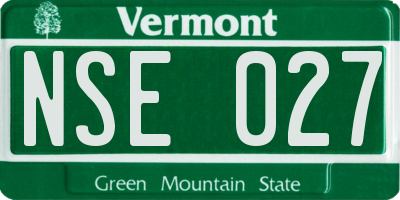 VT license plate NSE027