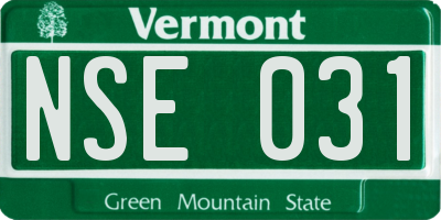 VT license plate NSE031