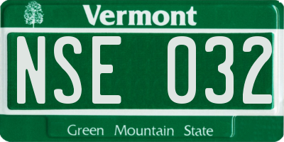 VT license plate NSE032