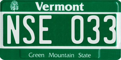 VT license plate NSE033