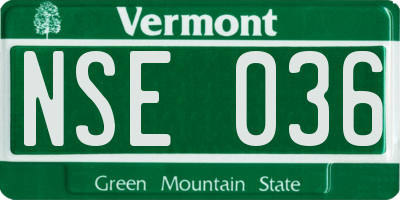 VT license plate NSE036