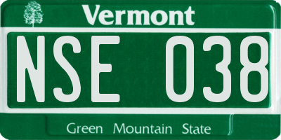 VT license plate NSE038