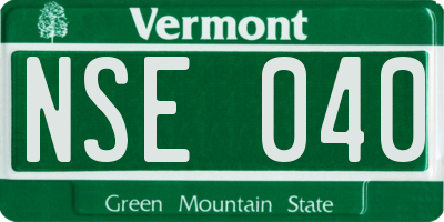 VT license plate NSE040