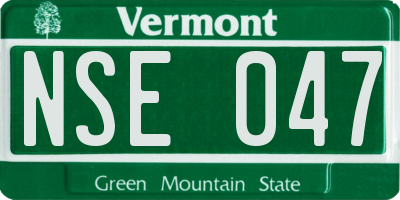 VT license plate NSE047