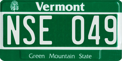 VT license plate NSE049