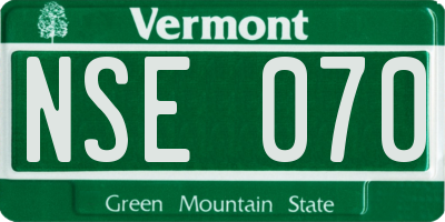 VT license plate NSE070