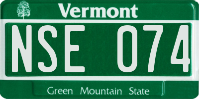 VT license plate NSE074
