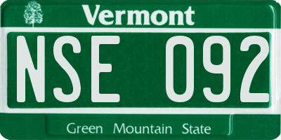 VT license plate NSE092