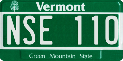 VT license plate NSE110