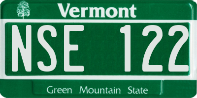 VT license plate NSE122