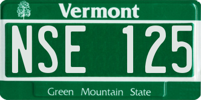 VT license plate NSE125