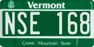 VT license plate NSE168