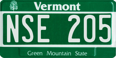 VT license plate NSE205
