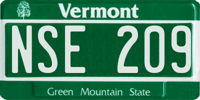 VT license plate NSE209