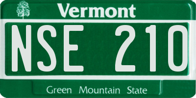 VT license plate NSE210
