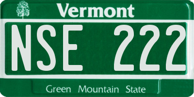 VT license plate NSE222