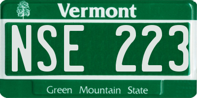 VT license plate NSE223