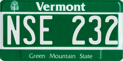 VT license plate NSE232