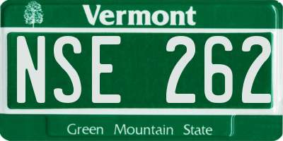 VT license plate NSE262