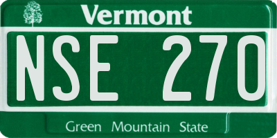 VT license plate NSE270