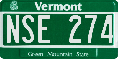 VT license plate NSE274