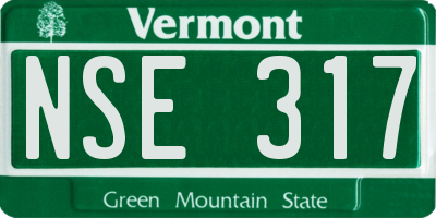 VT license plate NSE317
