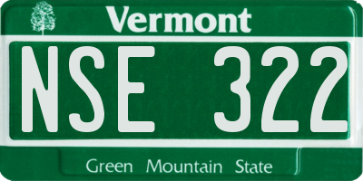 VT license plate NSE322