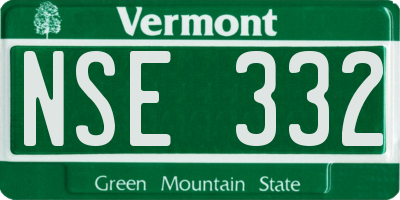 VT license plate NSE332