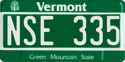 VT license plate NSE335