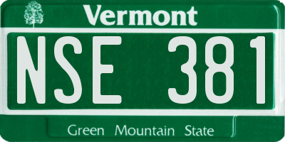 VT license plate NSE381