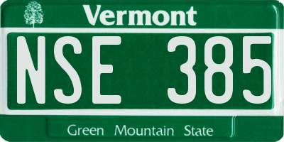 VT license plate NSE385