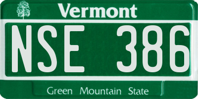 VT license plate NSE386