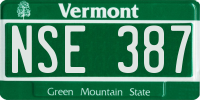 VT license plate NSE387