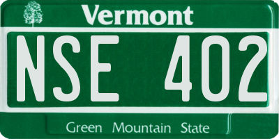 VT license plate NSE402
