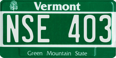VT license plate NSE403
