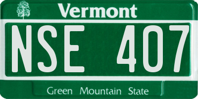 VT license plate NSE407
