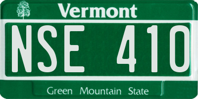 VT license plate NSE410