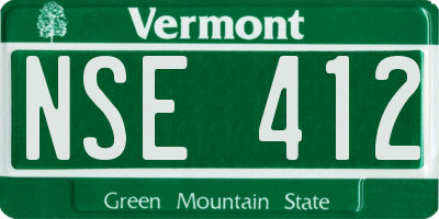 VT license plate NSE412