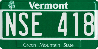 VT license plate NSE418