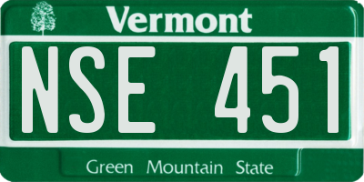 VT license plate NSE451