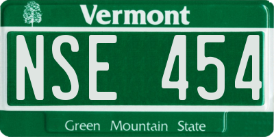VT license plate NSE454