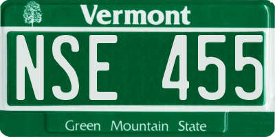 VT license plate NSE455