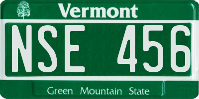 VT license plate NSE456