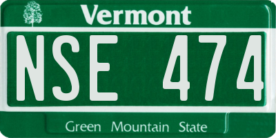 VT license plate NSE474