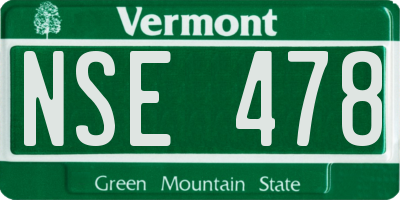 VT license plate NSE478