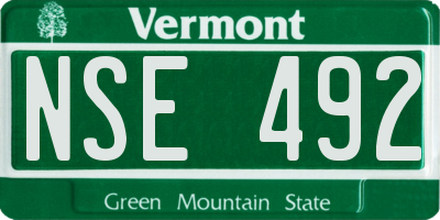 VT license plate NSE492