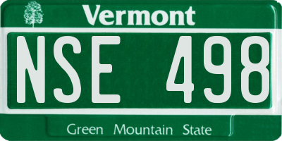 VT license plate NSE498