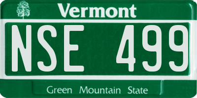 VT license plate NSE499